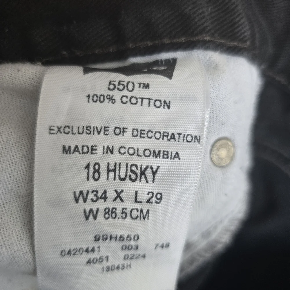 Levi's 550 Jeans Men Straight Leg 34×29 Light Wash Dark Black MidRise Logo Husky